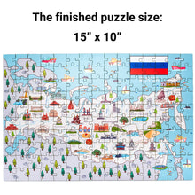 Load image into Gallery viewer, Russia Illustrated Map Wooden Jigsaw Puzzle for Children and Adults - 152-Piece
