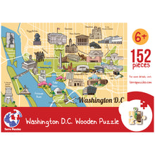 Load image into Gallery viewer, Washington DC Illustrated Map Wooden Jigsaw Puzzle for Children and Adults - 152-Piece
