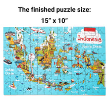 Load image into Gallery viewer, Indonesia Illustrated Map Wooden Jigsaw Puzzle for Children and Adults - 152-Piece

