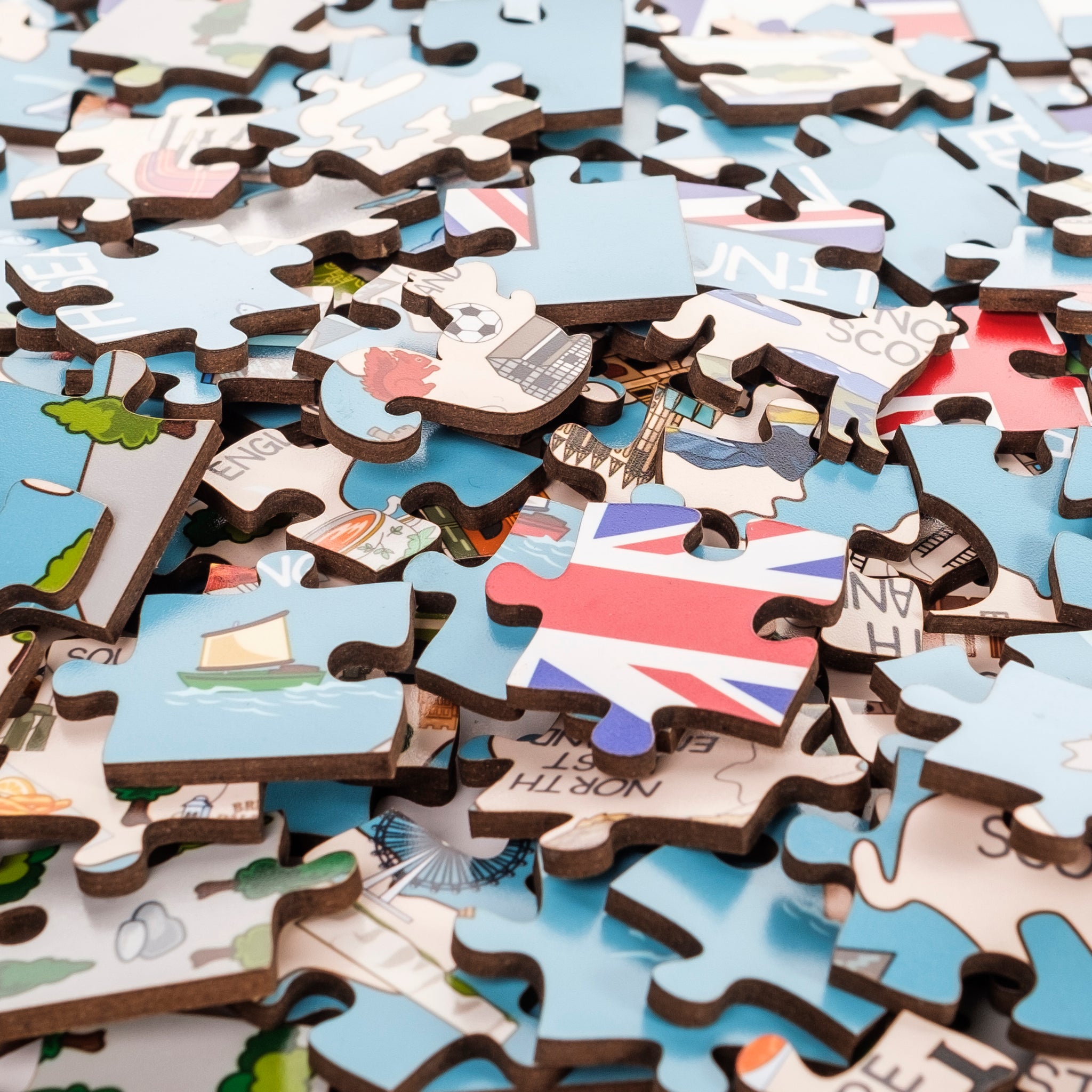 United Kingdom Illustrated Map Wooden Jigsaw Puzzle for